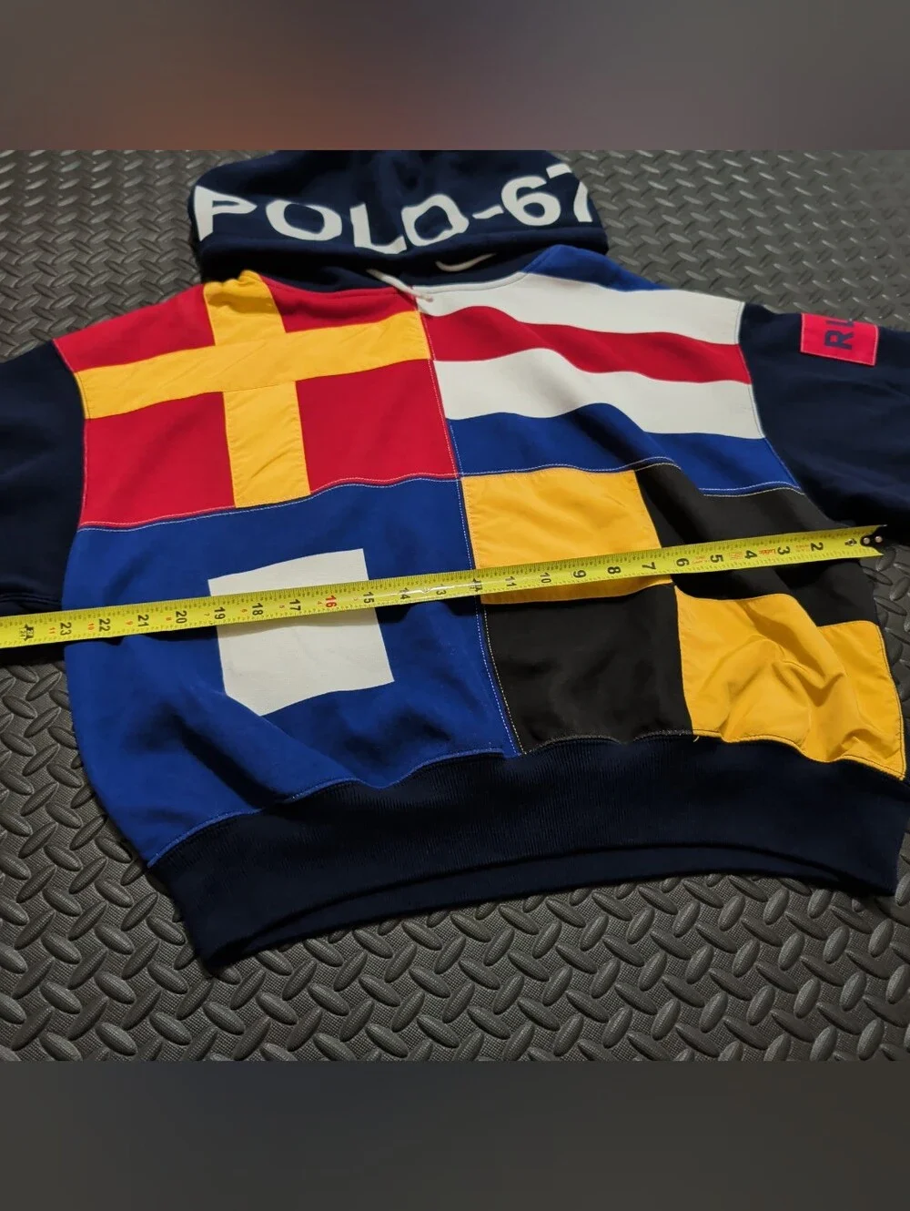 POLO RALPH LAUREN Iconic SIGNAL FLAG pullover fleece hoodie size medium